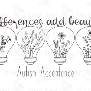 Difference Adds Beauty Autism Acceptance  Sublimation Design PNG