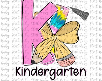 K Kindergarten Back To School Supplies Customizable Digital Design 2 PNGs
