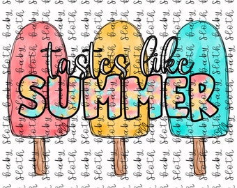 Tastes Like Summer Colorful Popsicles Sublimation Digital Design PNG -Tie Dye, sunshine