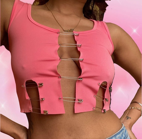 Y2K TOP 00s Butterfly Pink Crop Top Summer Cute Top Clothing 90s