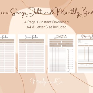Budget Bundle - Instant Download - Savings Tracker, Income Tracker, Monthly Budget, Debt Tracker, Debt Free, Planning, Budget Planner