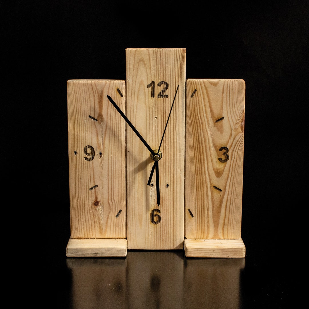 Handmade Reclaimed Wood Rustic Mantel Clock Etsy UK