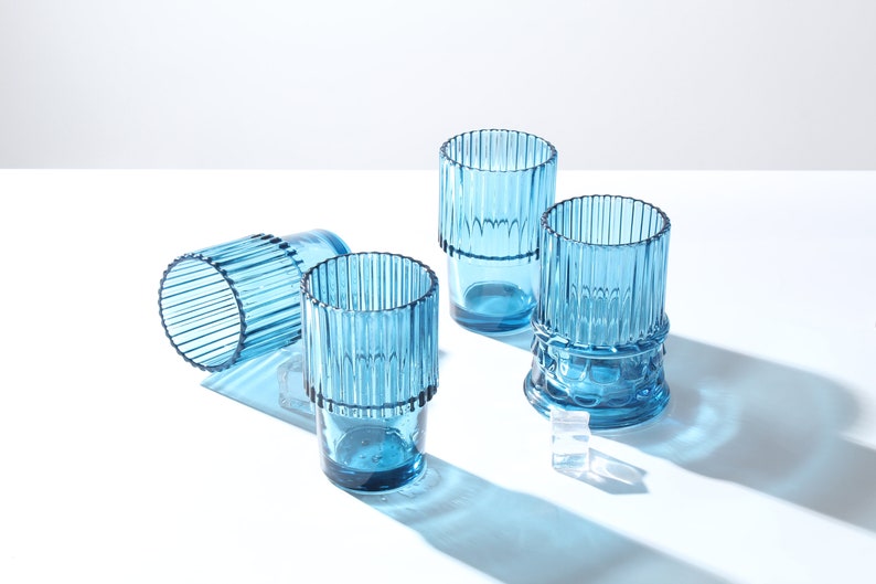 unstacked roman glasses set from another angle, perfect for drinking from for cocktail parties or as water tumblers