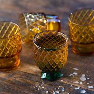 Pineapple Stacking Cocktail Glasses Set of 4 Glassware Whisky Drinking Cups Gift Set Handmade Orange Glass by Gökotta image 4