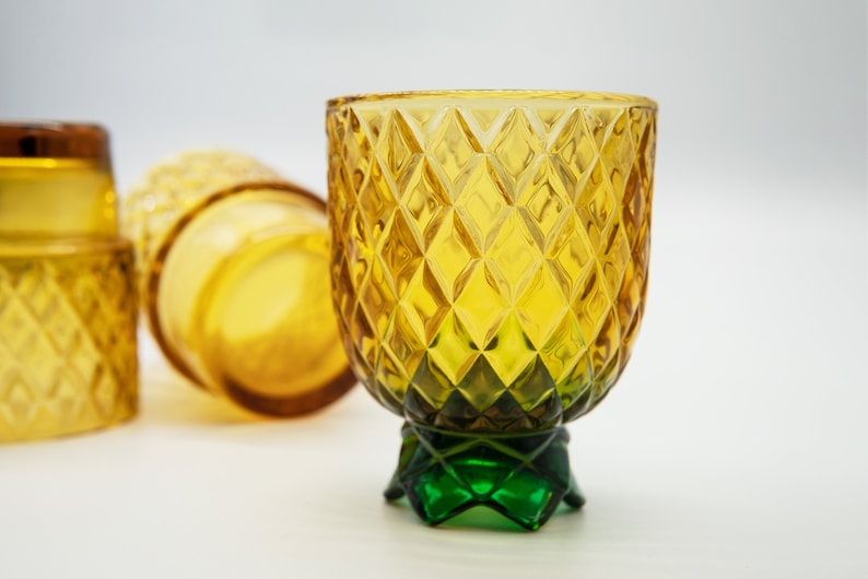 Pineapple Stacking Cocktail Glasses Set of 4 Glassware Whisky Drinking Cups Gift Set Handmade Orange Glass by Gökotta image 9