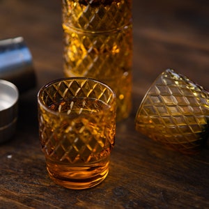 Pineapple Stacking Cocktail Glasses Set of 4 Glassware Whisky Drinking Cups Gift Set Handmade Orange Glass by Gökotta image 3