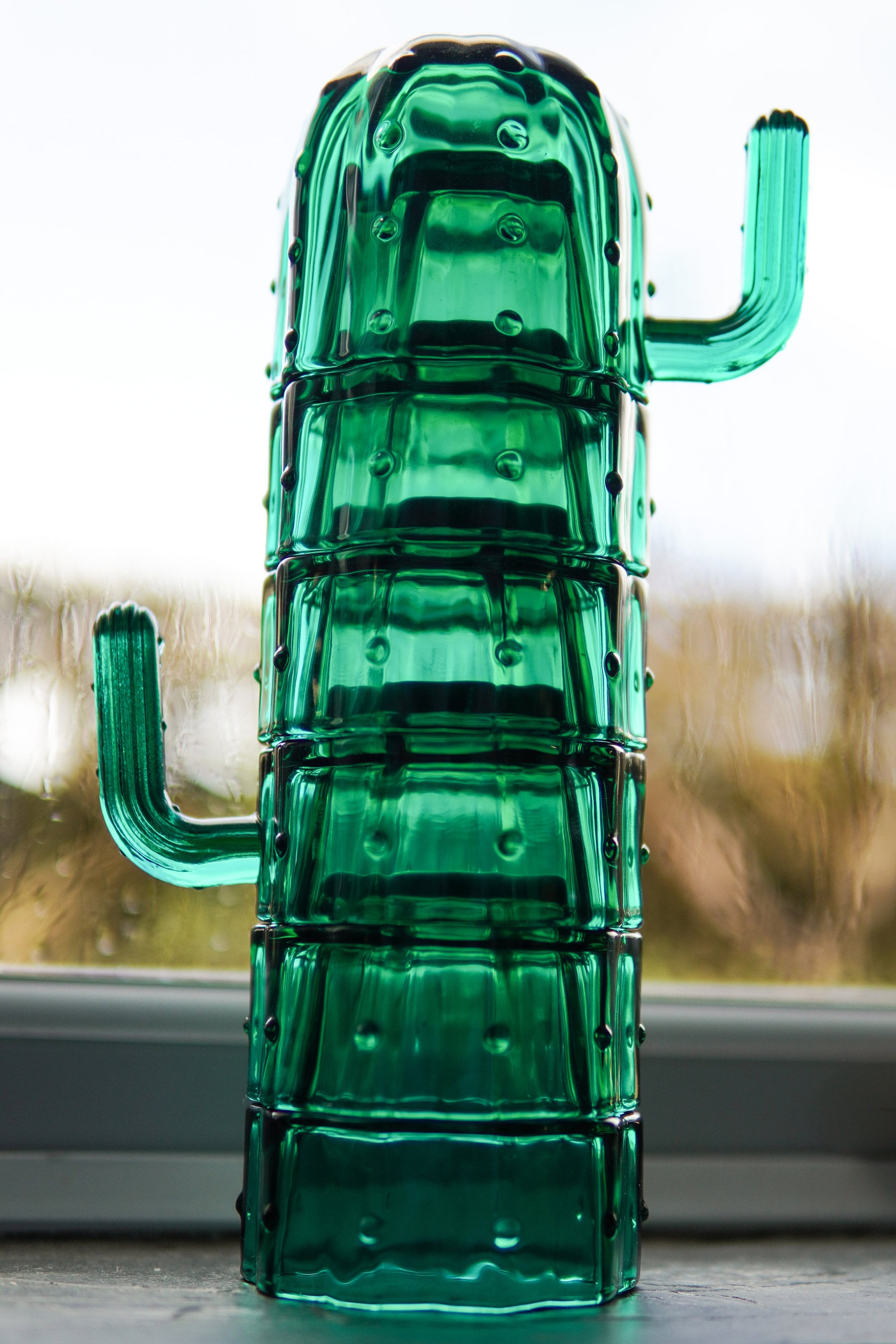 Cactus 360° Wine Bottle Drinking Glasses- Set of 2 (Green 12oz)