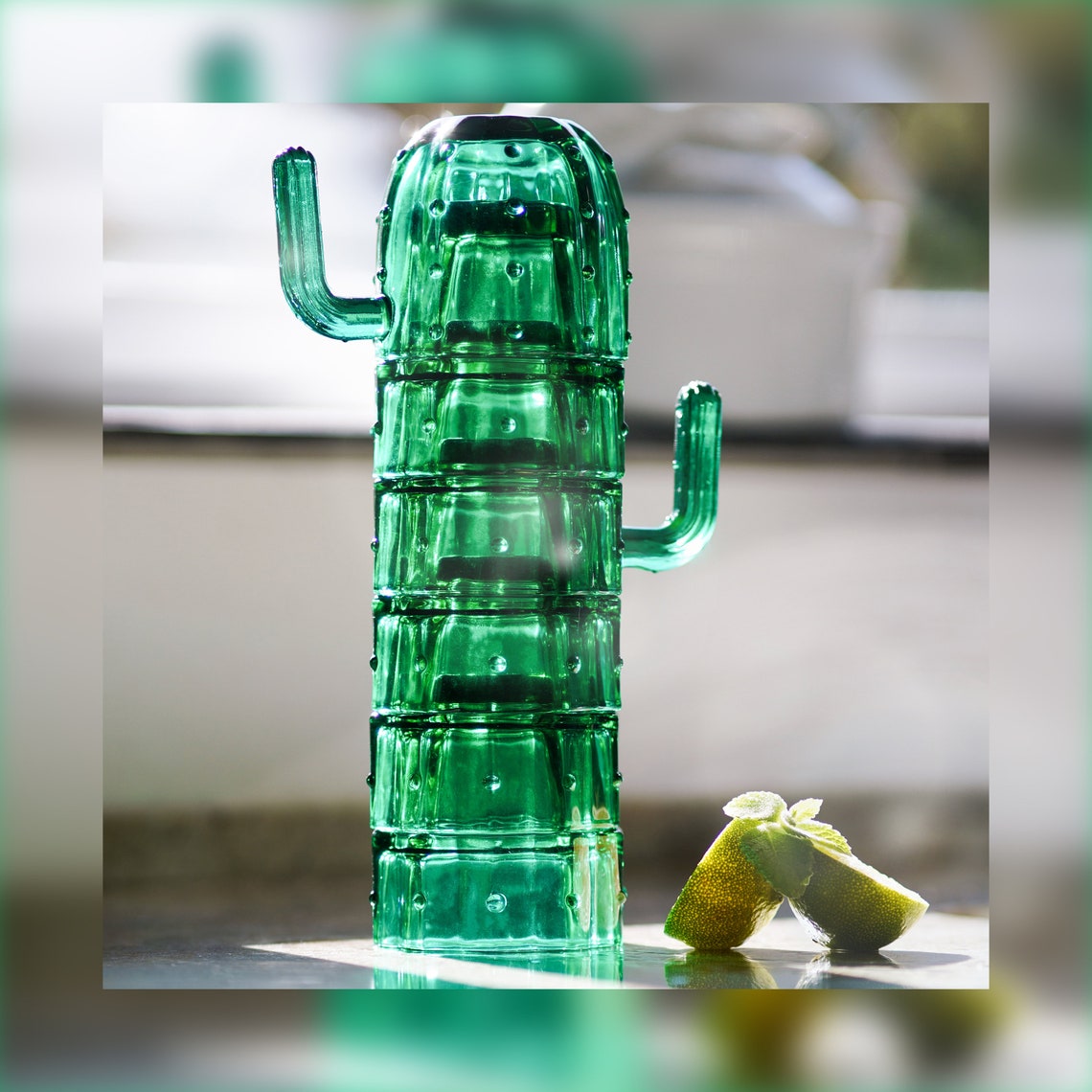 Set of 6 Cactus Stacking Glasses Saguaro Retro Drinking - Etsy UK