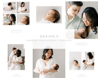 Simple Newborn Canva Template, Minimal Newborn Announcement, Organic and Simple Newborn Canva Announcement Design 3