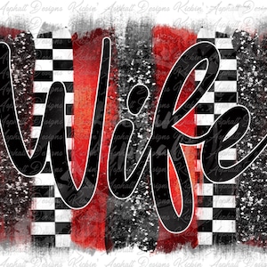 WIFE Black Red and Large Checkered Brushstroke  - PNG ONLY - Digital