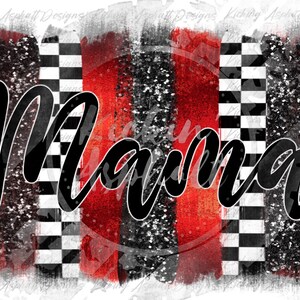 MAMA Red and Black Large Checkered Brush Strokes  - PNG ONLY - Digital