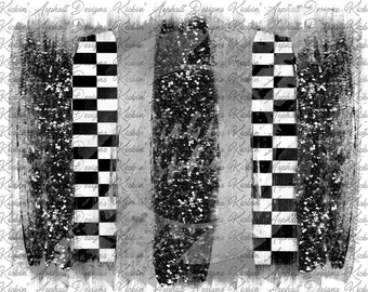 Light Silver and Black Checkered Brush Strokes PNG Digital File