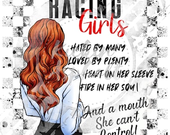 Racing Girls PNG – Blonde, Brown, Red, Black Hair (Digital Download)