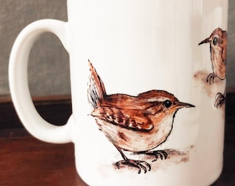 Wren mug printed in the UK with eco friendly inks
