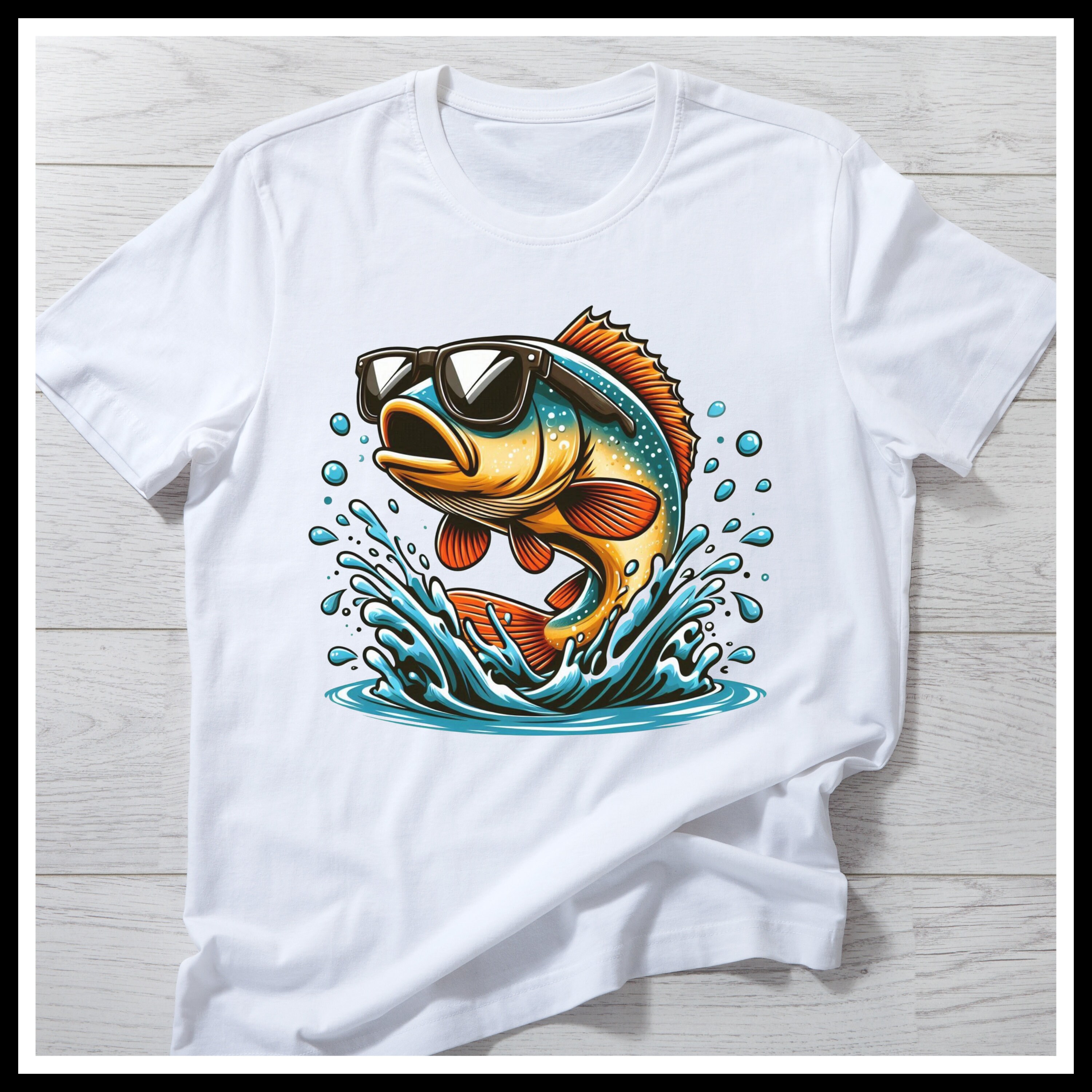 Bass Fish With Sunglasses, Fishing, Summer, Hobby, Gift for Him, Gift ...