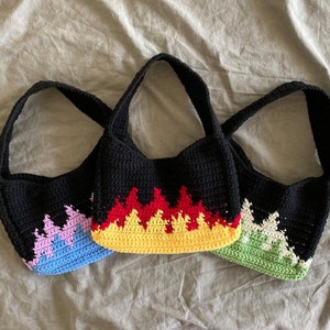 crochet bag pattern - crochet purse pattern - crochet flames bag - flames shoulder bag