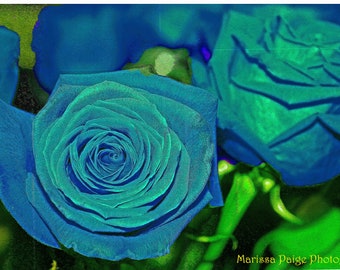 Blue Rose Digital Print, Floral Art Print, Wall Decor, Rose Bouquet, Nature-inspired, Instant Download