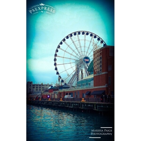 Navy Pier Chicago Skyline Digital Art Print, Watercolor Wall Decor, Cityscape Poster, Instant Download, Urban Art