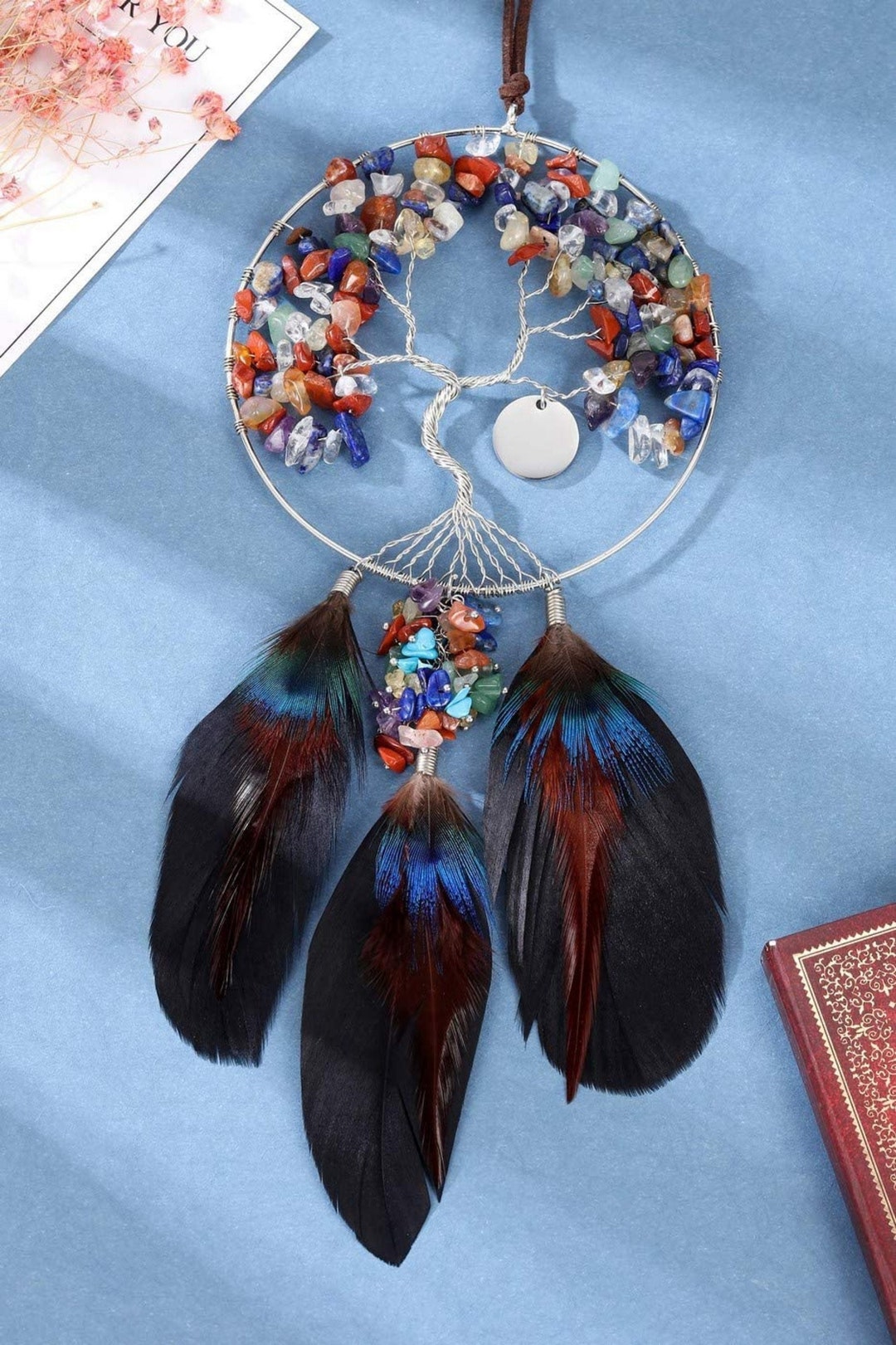 CrystalTears 7 Chakren Lebensbaum Deko Chakra Steine Money