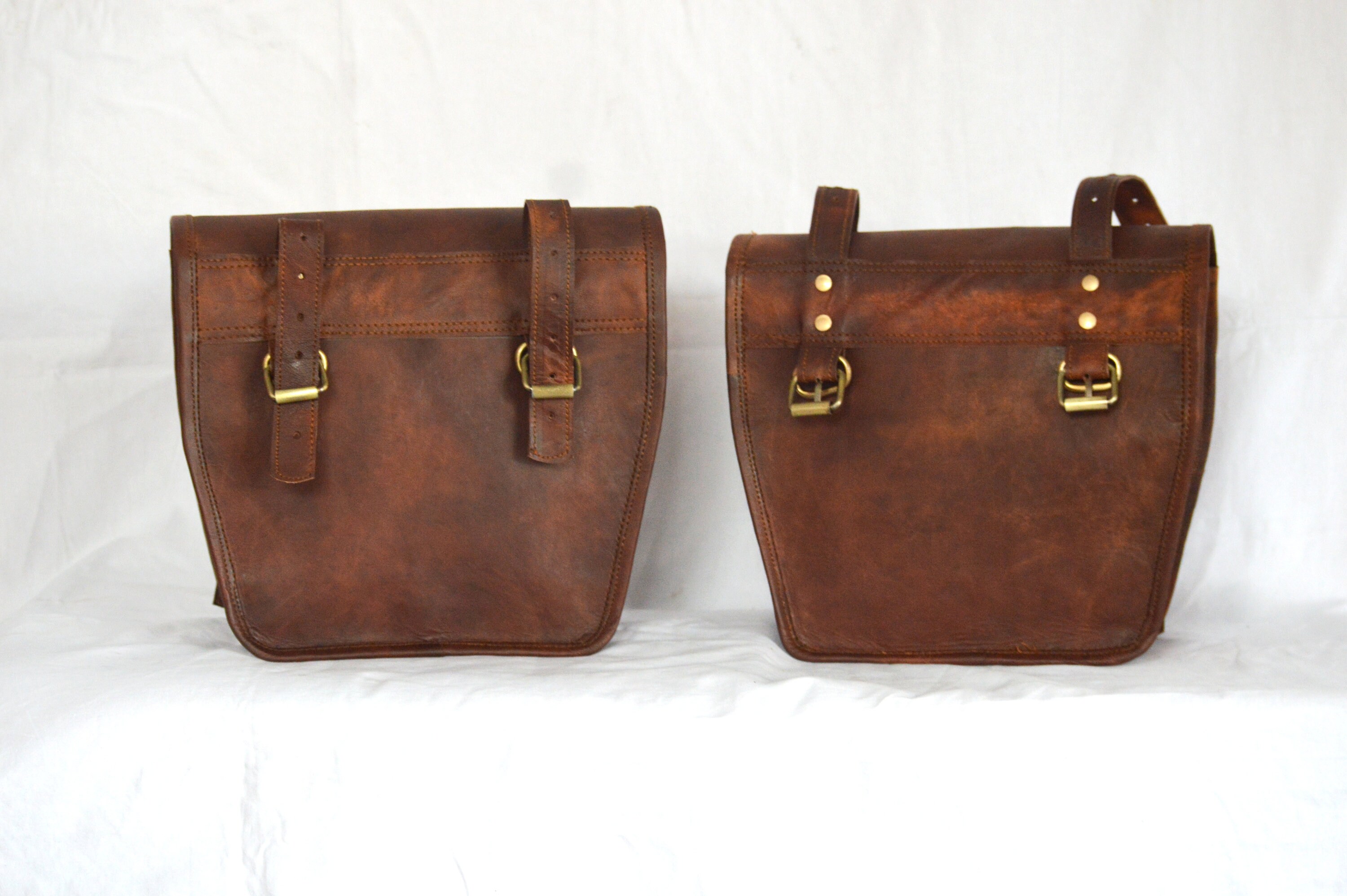 Leather Motorcycle Saddle Bag Vintage Rust Brown Leather | Etsy