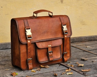 Custom Calgary Men's Leather Messenger Bag