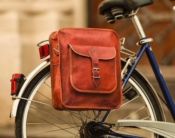 Kostenlose Personalisierung Fahrradtasche Umhängetasche Ledertasche braun Leder