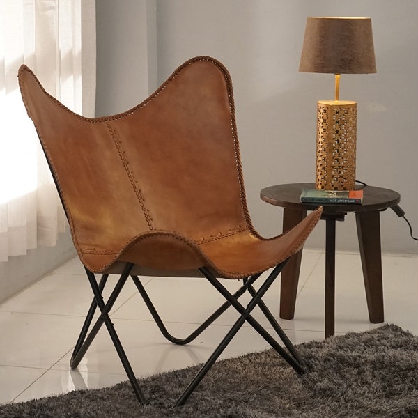 Chaise papillon en cuir Chaise de relaxation pour le salon, le bureau et la maison Facile à assembler, légère