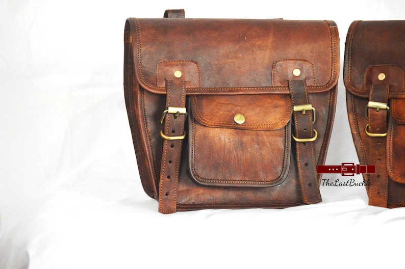 Leather Motorcycle Saddle Bag Vintage Rust Brown Leather Etsy