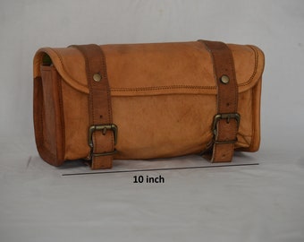 Leather Motorcycle Tool Bag Rust Brown Leather Tool Pouch Motorbike Natural Leather