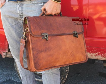 Personalised Leather Messenger Bag, Leather Satchel, Leather Briefcase, Messenger Bag Men, Leather Laptop Bag