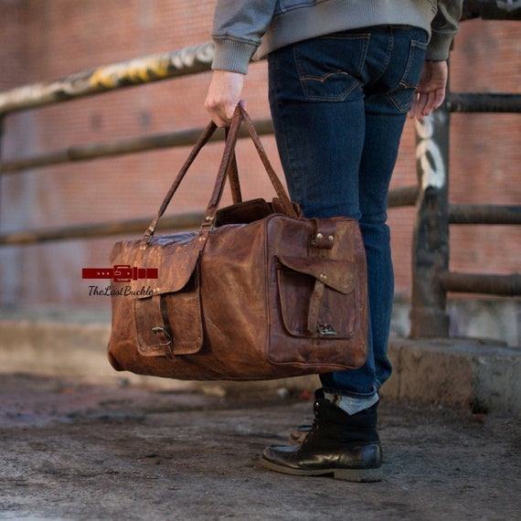 Personalised leather travel bag Clearance