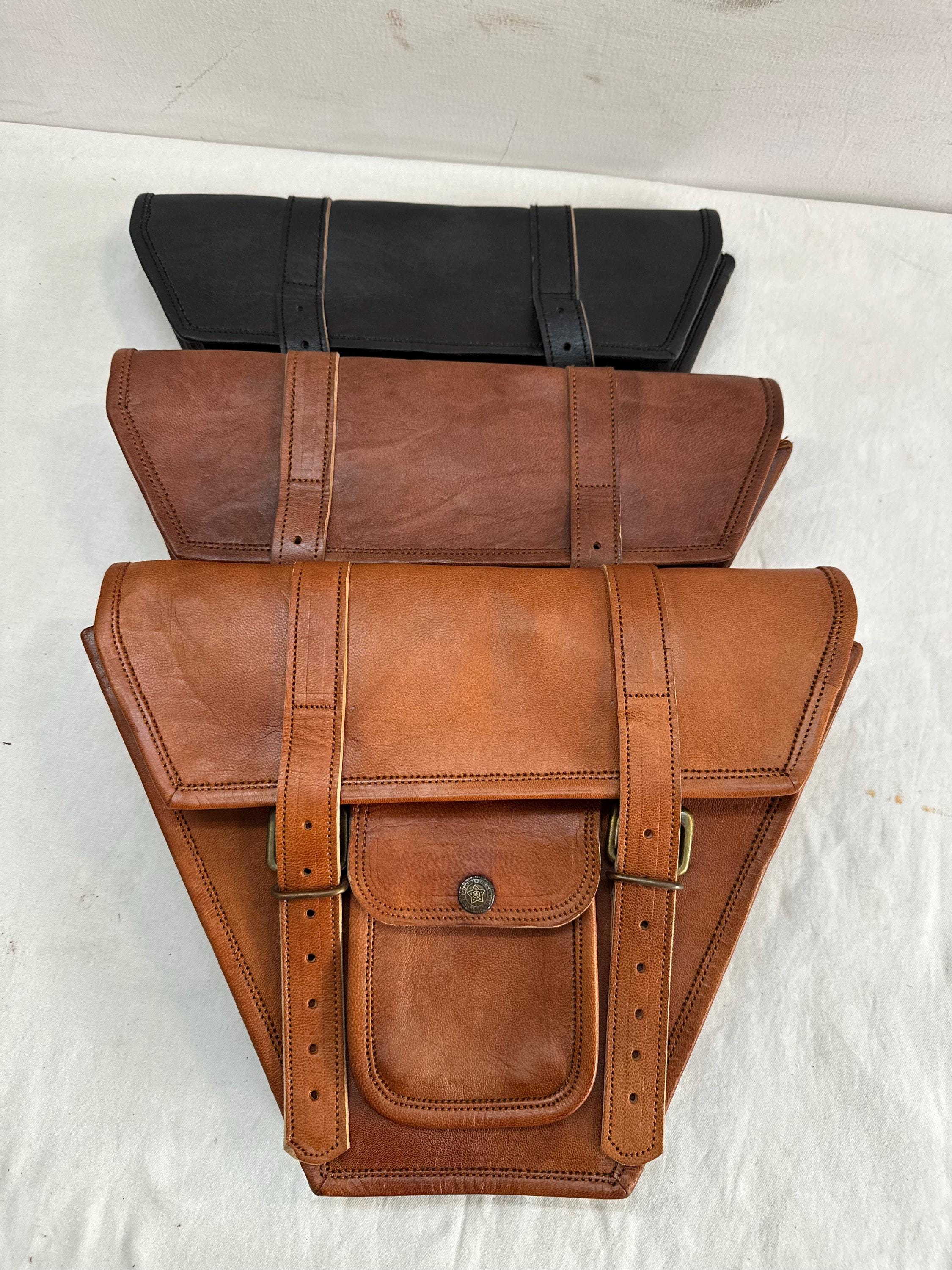 カフェレーサーバイクサイドサドルバッグ荷物ツールバッグ本革1ペア