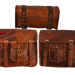 Leather Motorcycle Panniers: Brown Saddle Bag Set, Bike Lover Gift