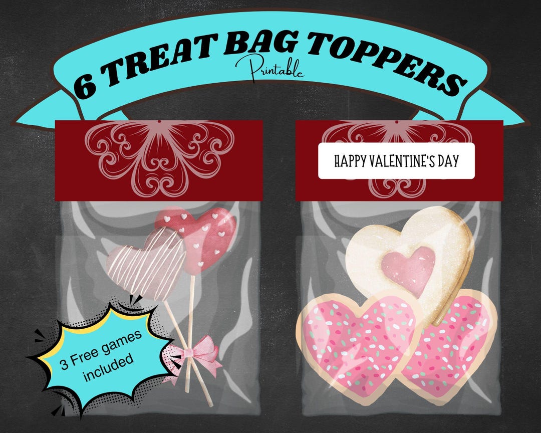 Valentine Treat Bag Topper Printable, Classroom Treat Bag Label, Candy ...