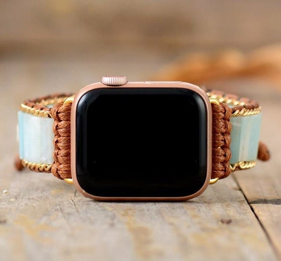 Natural Amazonite Fitbit Watch Strap Smartwatch Band With - Etsy
