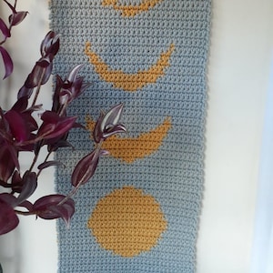 Moon Decor, Moon Phases Wall Hanging, Moon Home Decor, Moon Crochet Pattern, Easy Crochet Pattern, Crochet Moon Decor, Nursery Moon Decor