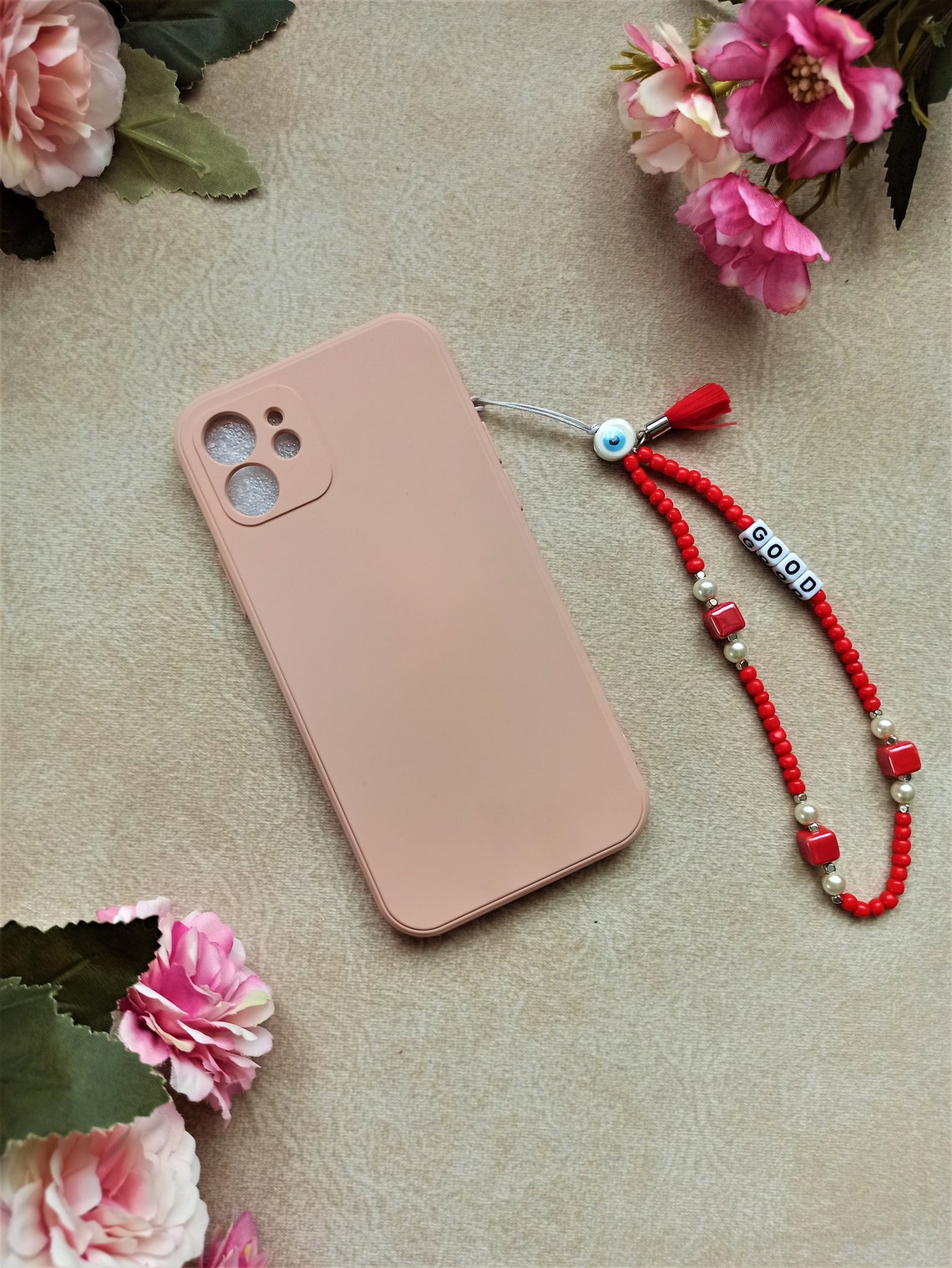 Porcelain Custom Phone Charm Case Holder Cute Beaded Design Etsy