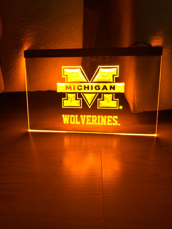 Michigan Wolverines College License Plastic Frame White Football team Gol Blue