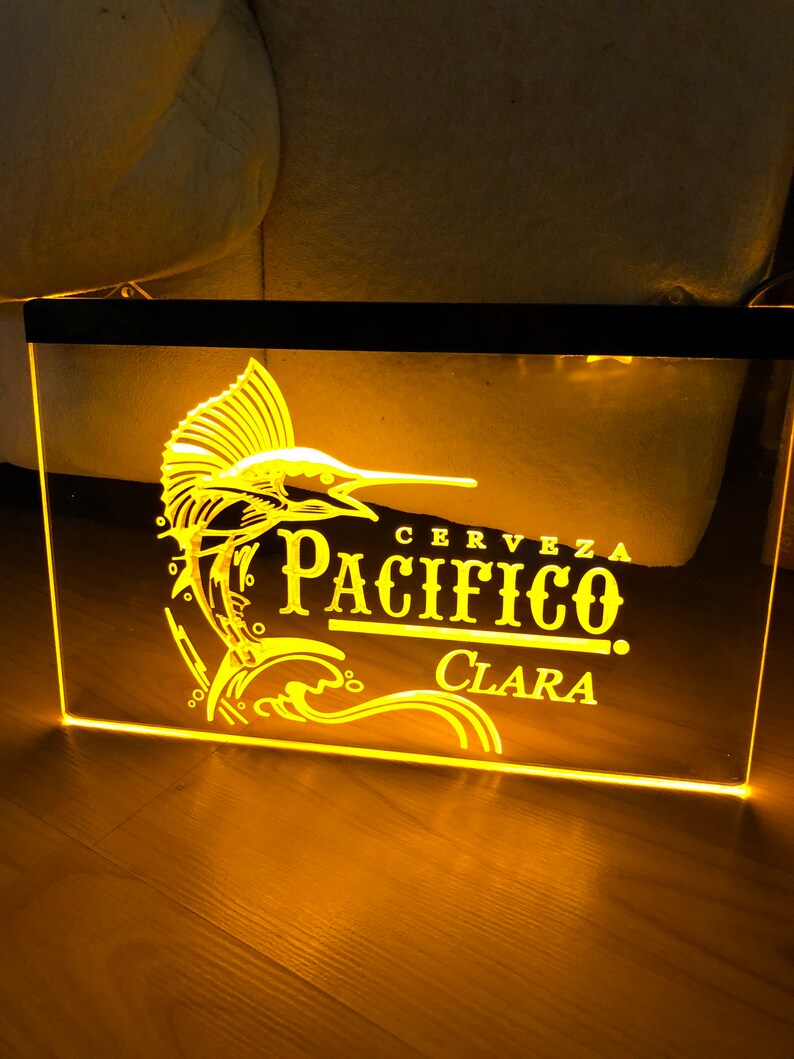 Pacifico Cerveza LED Neon Gold Light Sign Etsy
