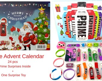 Advent Calendar Drink Keyring 24pcs Surprise Mystery Box Snap band ID card Tin WristBand Gift UK