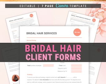 Bridal Hair Contract Hairstylist Contract for wedding services Wedding hairstylist form Bridal Hair Consent form template Bridal party hair