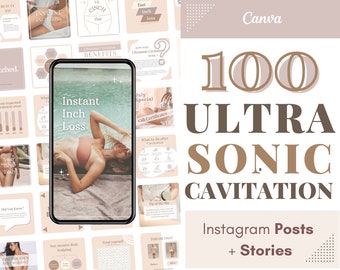 Cavitation Instagram Posts & Stories IG template Body Contouring Body Sculpting Fat Cavitation Ultrasonic Cavitation Instagram templates