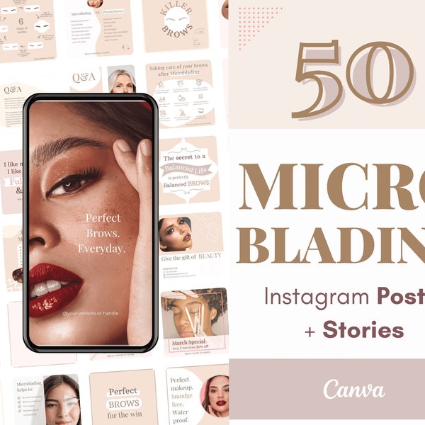 Microblading Insta Posts 50 PMU Instagram Flyers Posts IG Stories Pmu ...