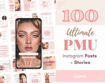 PMU Instagram posts template PMU posts stories Microblading Lip Blushing Permanent Makeup instagram permanent makeup IG template pmu for ig