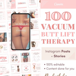 Vacuum Therapy Instagram Posts & Stories Brazilain Butt lift IG post template Body Contouring Estheticians Body Sculpting Butt Cupping Insta