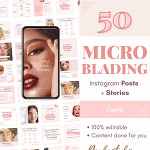 Microblading Insta Posts 50 PMU Instagram Flyers Posts IG Stories Pmu ...