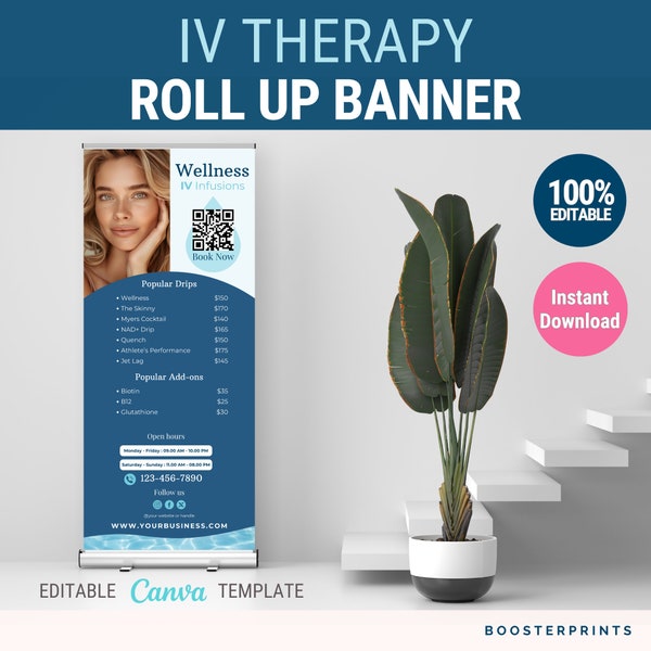 IV therapy posters Retractable IV Banner Iv rollup banner iv event Banner iv vitamin therapy marketing iv drip marketing canva iv hydration
