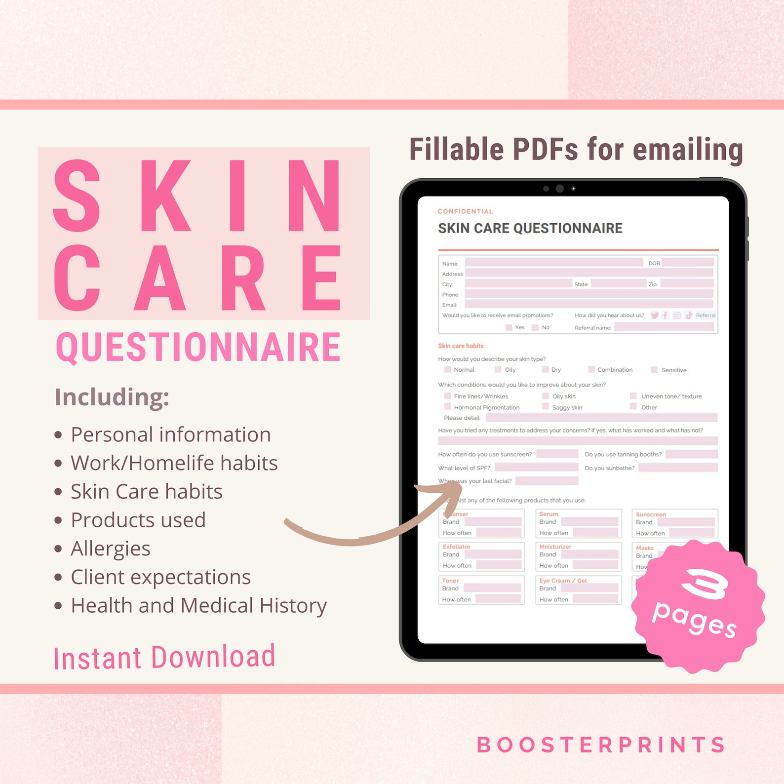 Skin Script Intake Form Skin Care Consultation Forms Facial Consultation Client Skin Care ...
