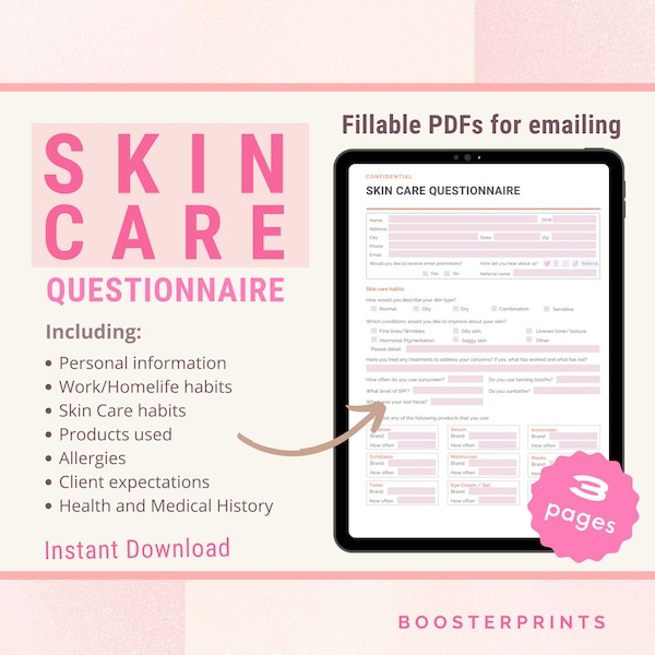 Skin Care Intake Form - Etsy UK