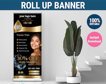 IV therapy banner Retractable Banner IV rollup banner IV event Banner iv vitamin therapy marketing iv drip marketing canva iv hydration